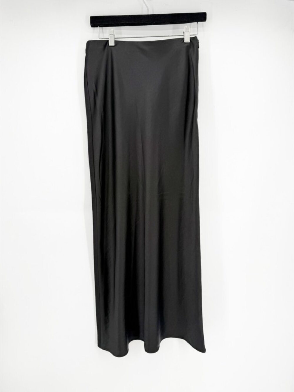 Open Edit Black Satin Slip Maxi Skirt S - Picture 3 of 12